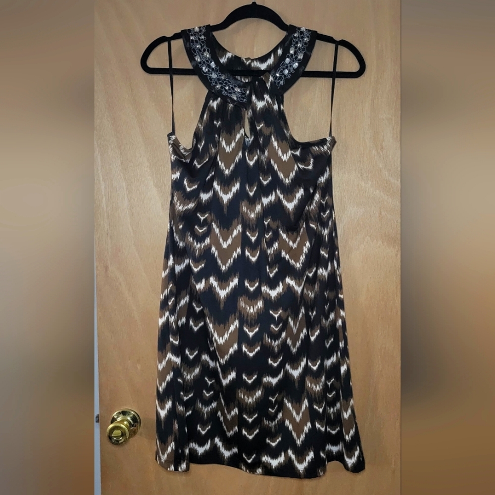 Embellished Halter Patterned Dress ● NWOT
